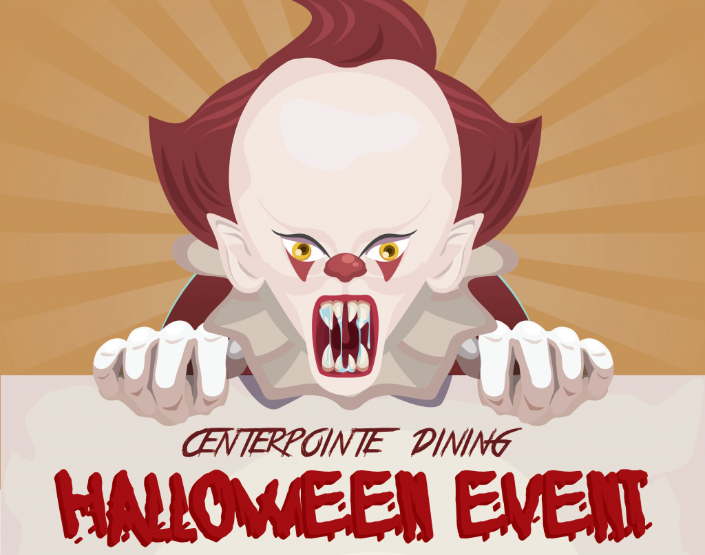 Centerpointe Dining Halloween Event with IT clown